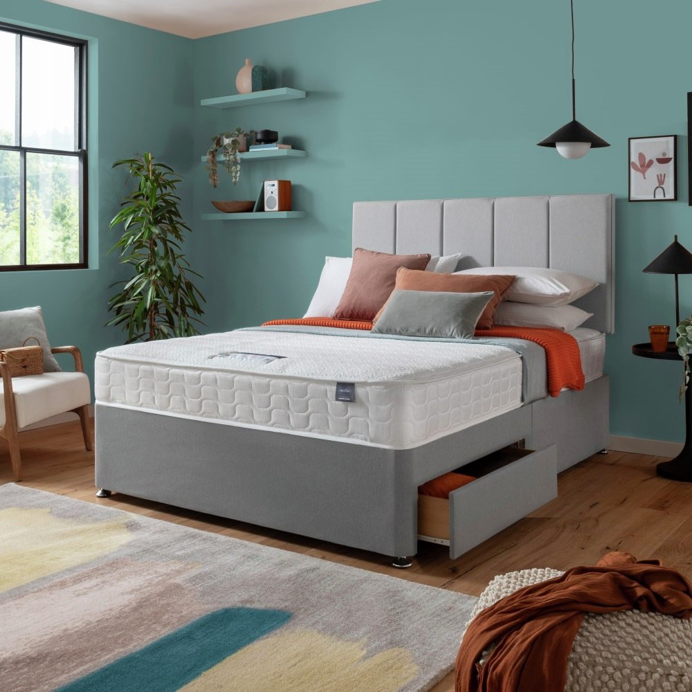 Silentnight Hatfield Double Memory 2 Drawer Divan Bed - Grey