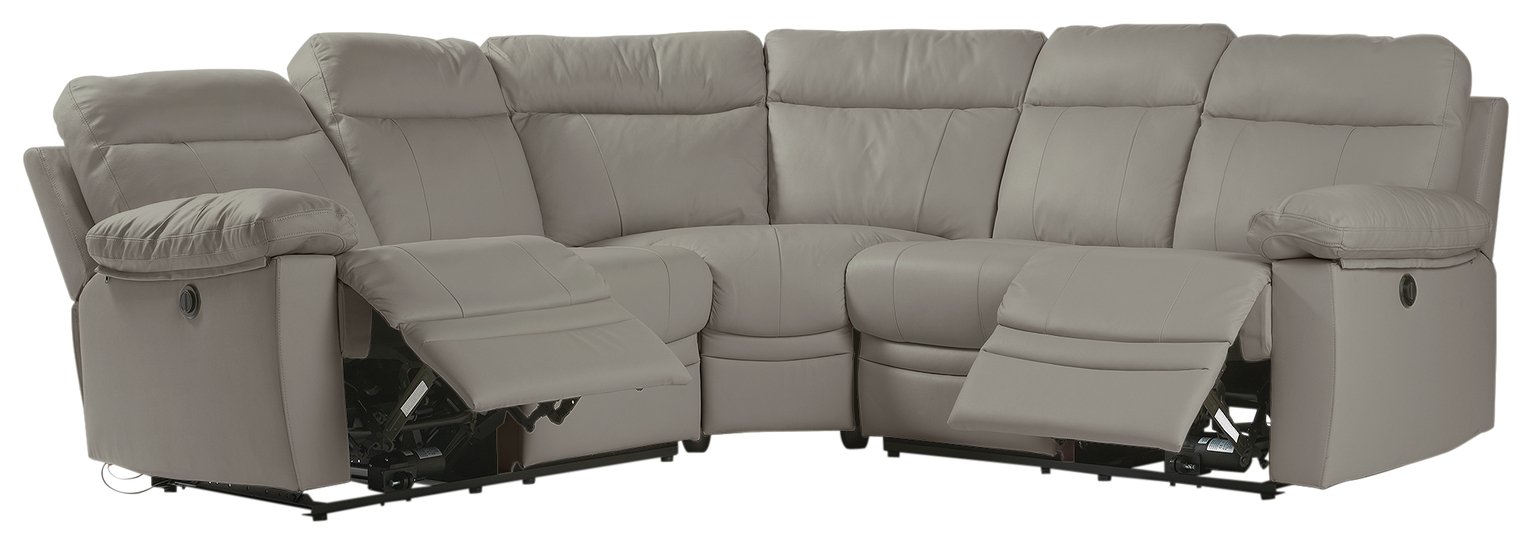 Argos Home Paolo Corner Leather Mix Power Recline Sofa -Grey Review