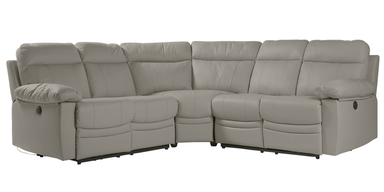 Argos Home Paolo Corner Leather Mix Power Recline Sofa -Grey Review