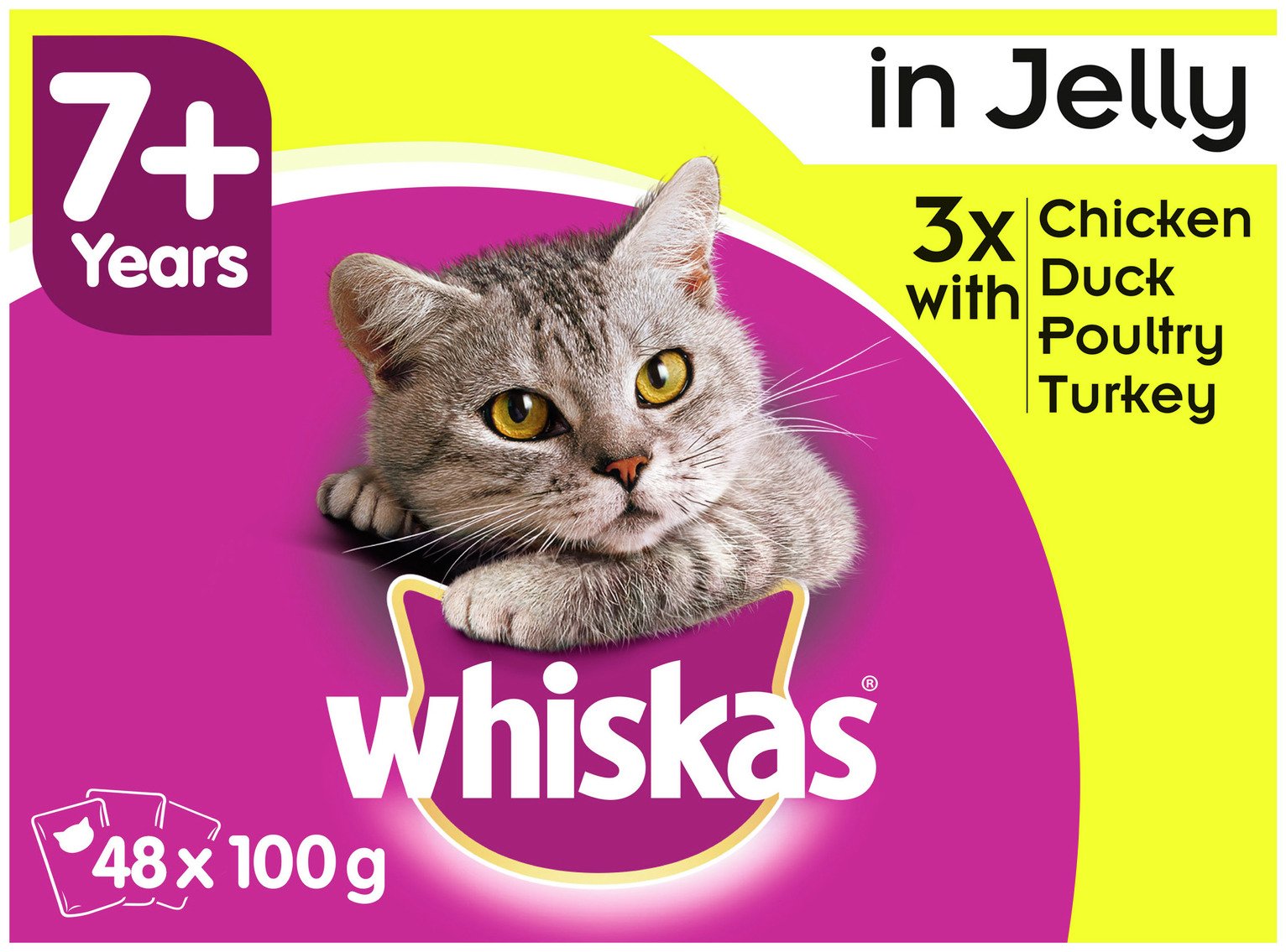 WHISKAS 7+ Senior Cat Pouches Poultry in Jelly - 48x100g