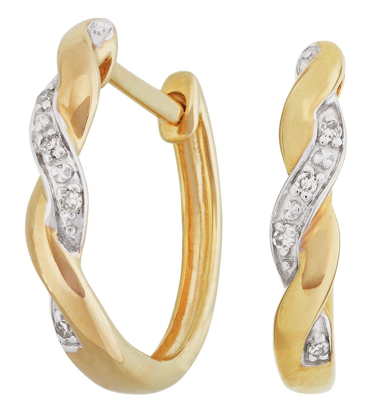 Revere 9ct Yellow Gold Diamond Accent Huggie Earrings Review