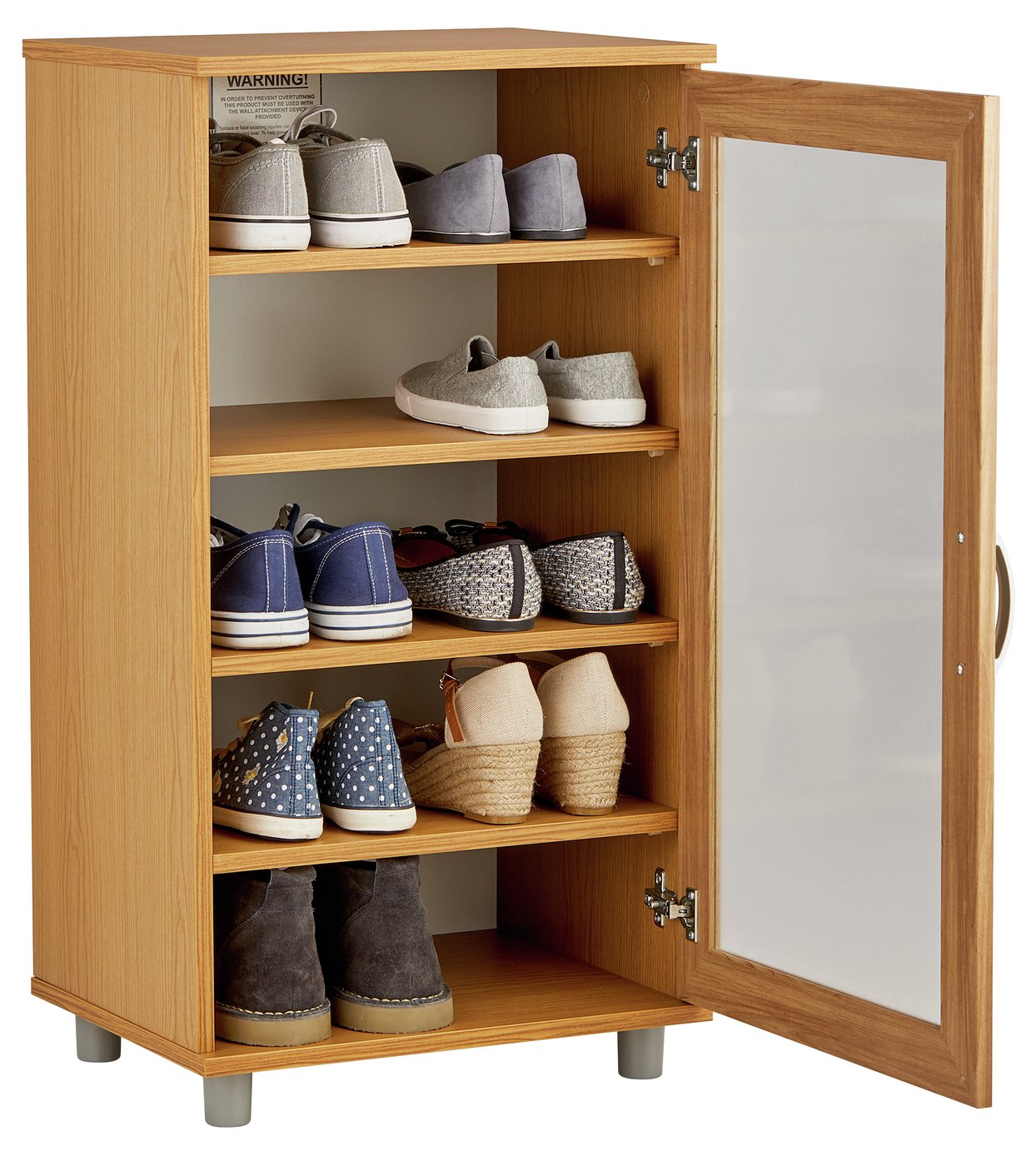 Argos Home Contemporary Shoe Storage Cabinet - Oak Effect