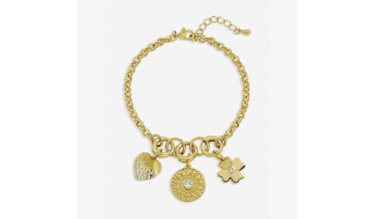 Inicio Gold Plated Multi Charm Bracelet In Gift Pouch