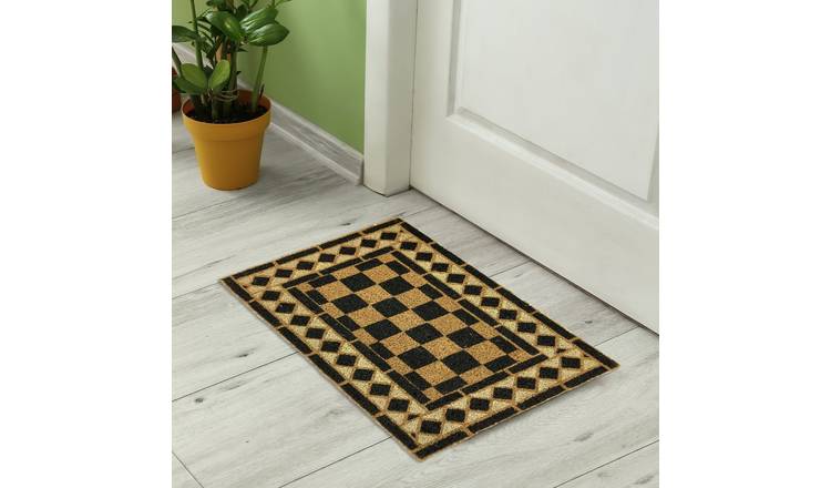 Mighty Mats Chequerboard Black Doormat - 40x60cm