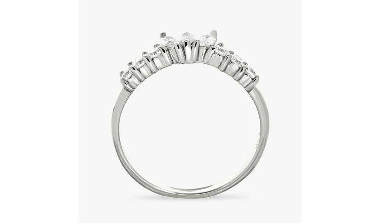Revere Sterling Silver Cubic Zirconia Crown Ring - Large