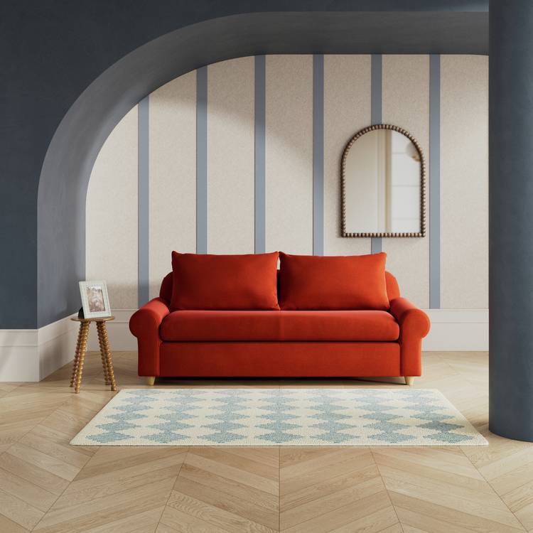 Habitat Whitby Velvet 3 Seater Sofa - Burnt Orange - Ash Leg 0