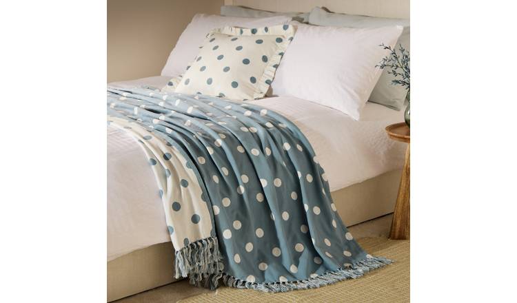 Argos Home Polka Dot Woven Throw - Blue - 150x125cm