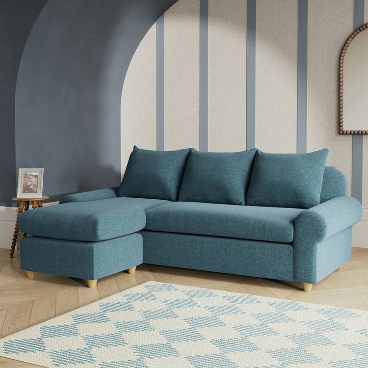 Habitat Whitby Reversible Chaise Sofa - Blue - Ash Leg 0