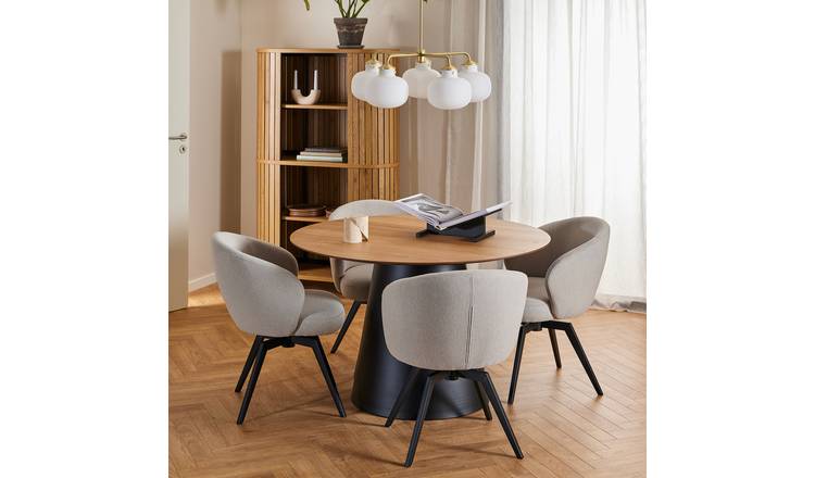 Furniture To Go Soli Black Dining Table & 4 Beige Chairs