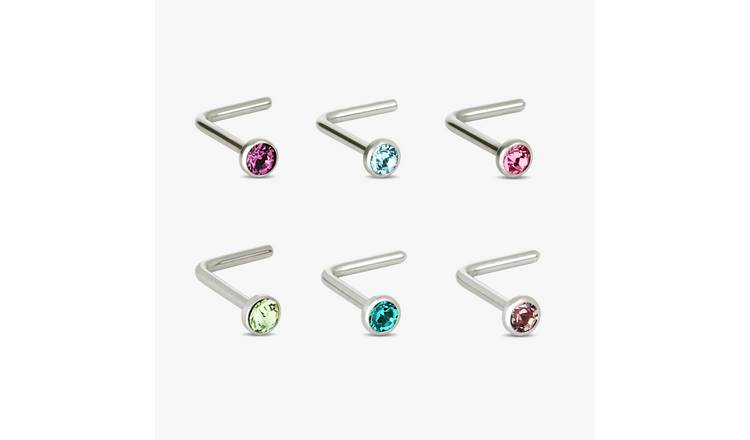 Revere Multicolour Stone Nose Studs - Set of 6