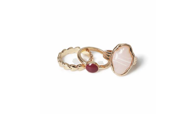 Freedom Gold Pink Gem Stone Fashion Rings - Large