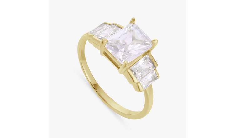 Revere Gold Plated Silver Cubic Zirconia Fashion Ring- Small