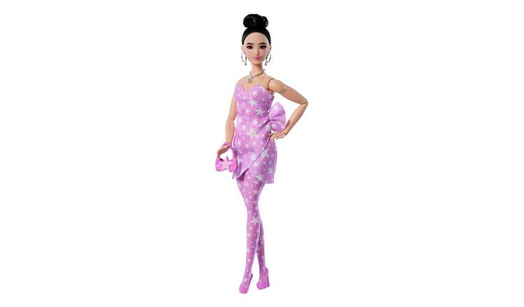 Barbie Deluxe Style Doll in Pink Denim Star-Print Dress 32cm