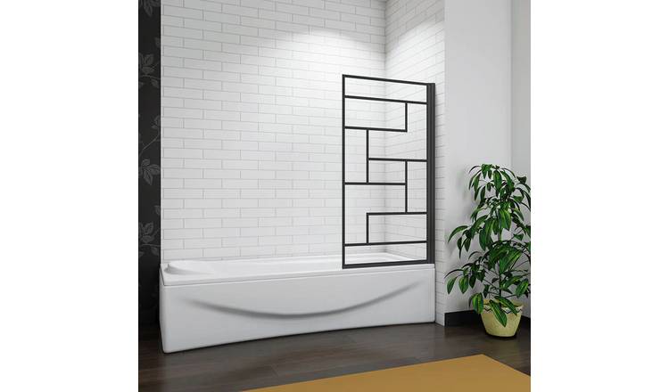 MLH 1400X800mm Square Pattern Bathscreen - Black