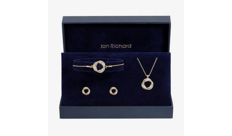 Jon Richard Gold Plated and Crystal Open Knot Gift Set