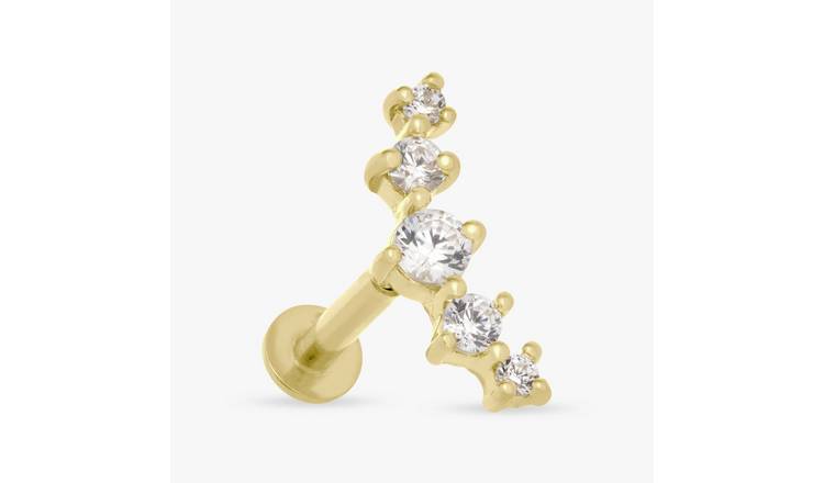 Revere Gold Plated Silver Crescent Flatback Earring