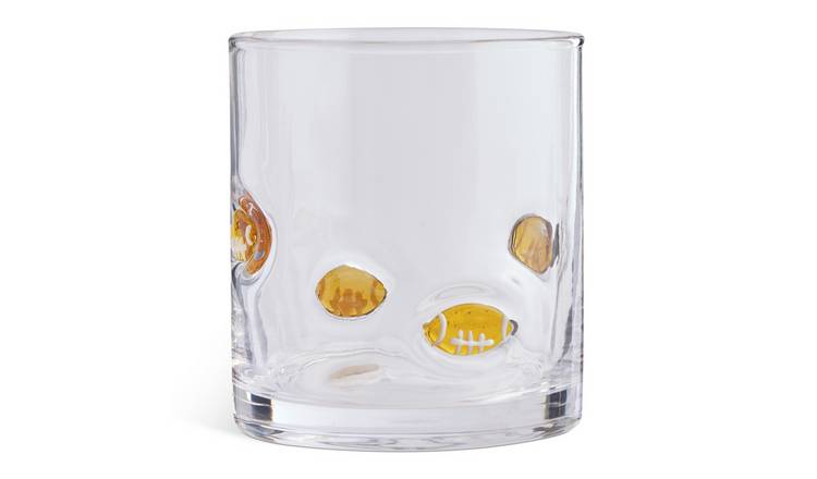 Argos Home Rugby Icon Soda Lime Glass Tumbler - 400ml