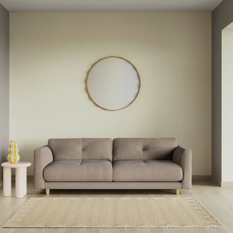 Habitat Emely Fabric 3 Seater Sofa - Mocha - Ash Leg 0