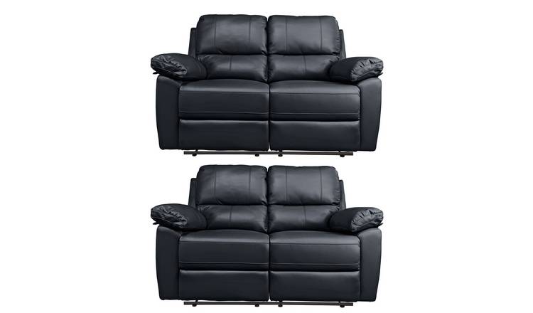 Argos Home Toby Pair of 2 Seater Recliner Sofa - Black