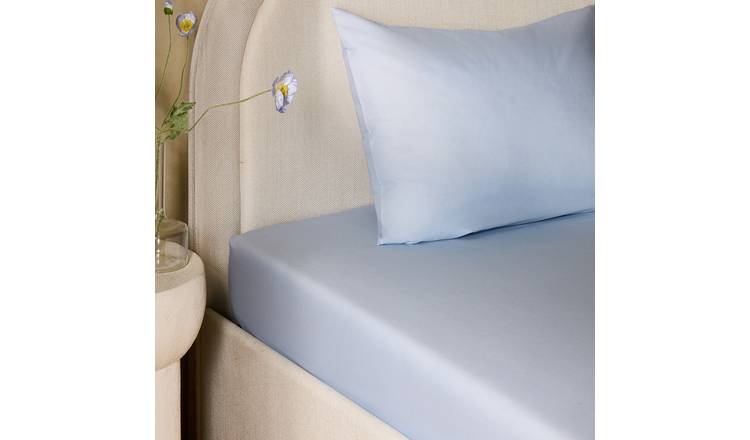 Habitat Plain Pale Blue Fitted Sheet - King size