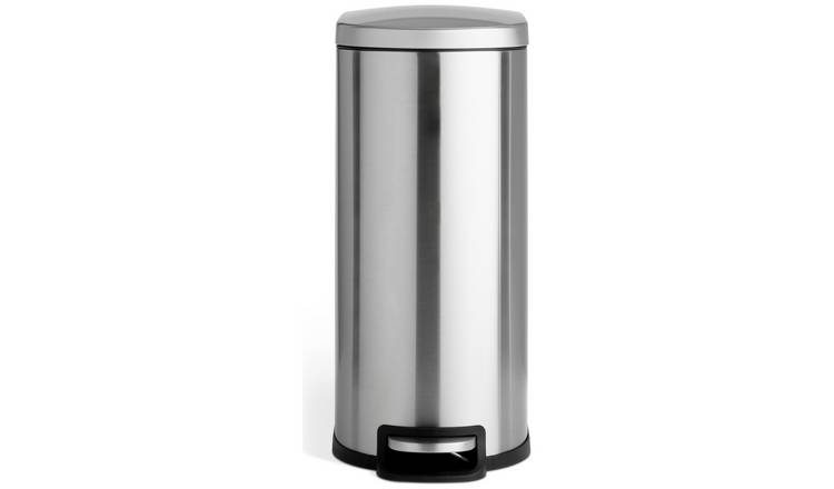 Habitat 40 Litre Brushed Finish Slim Pedal Bin -Black/Silver