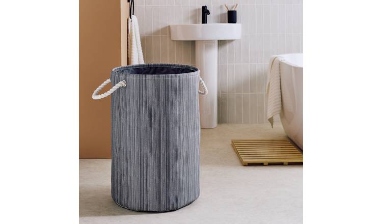 Argos Home 60L Stockholm Stripe Laundry Bag with Handles - Grey 