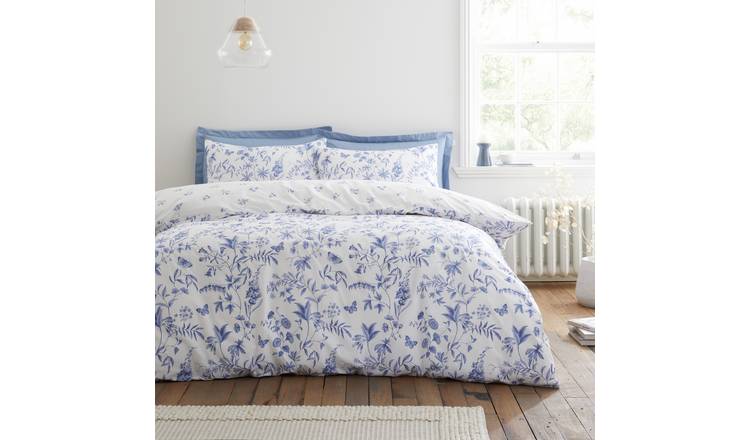 Bianca Cotton 200 TC Thea Floral Blue Bedding Set- Superking