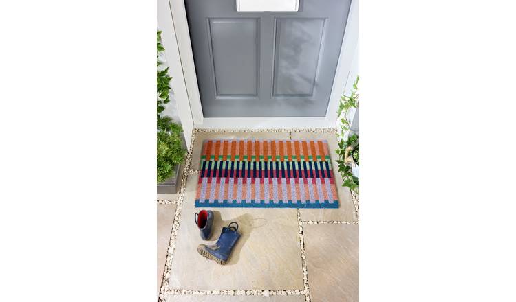 My Mat Coir Bright Broken Stripe Doormat - 45x75cm