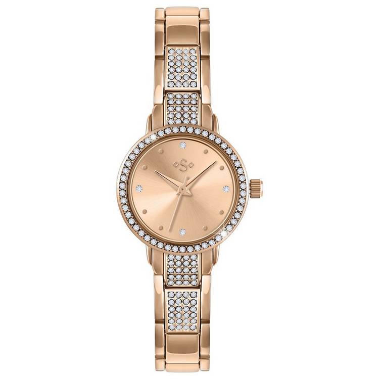 Spirit Ladies Rose Gold Tone Stone Set Bezel Bracelet Watch 0