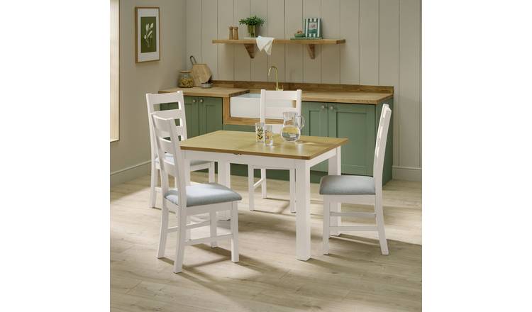 Argos Home Ashwell 4-6 Seat Extending Cream Table & 4 Chairs