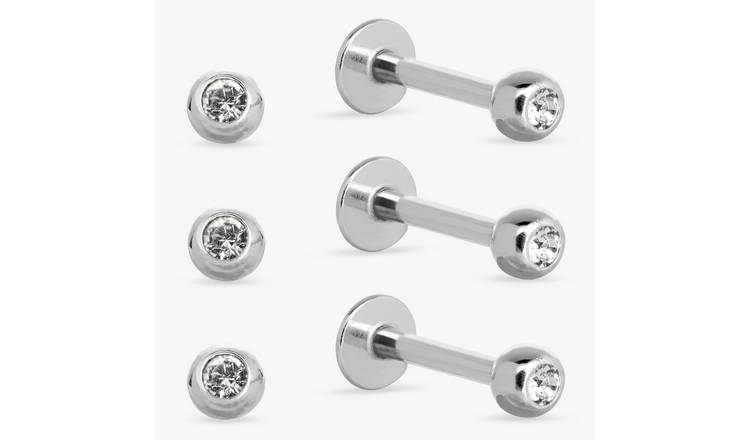 Revere Surgical Steel Round Flatback Stud Earrings- Set of 3