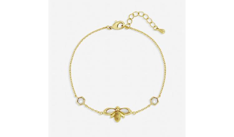Jon Richard Gold Plated Mother of Pearl Bumblebee Bracelet