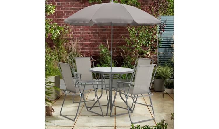 Argos Home 4 Seater Metal Patio Set - Light Grey
