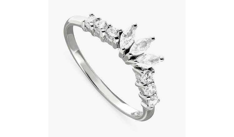 Revere Sterling Silver Cubic Zirconia Crown Ring - Medium