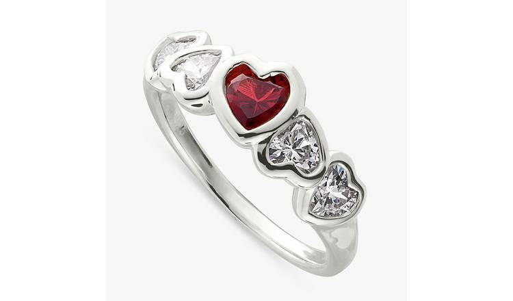 Revere Sterling Silver Ruby Heart Fashion Ring - Large