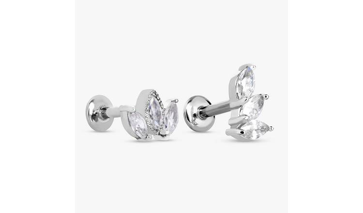 Revere Surgical Steel Marq Flatback Stud Earrings - Set of 2