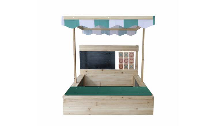 Chad Valley Wooden Sand Pit with Canopy and Blackboard