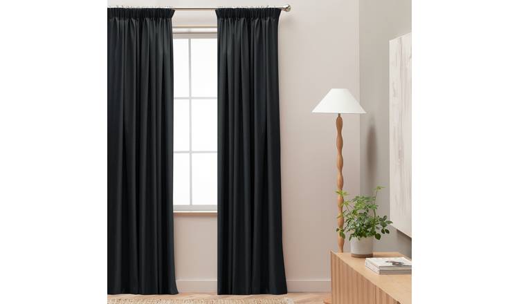 Habitat Blackout Pencil Pleat Curtain - Charcoal - 168x137cm