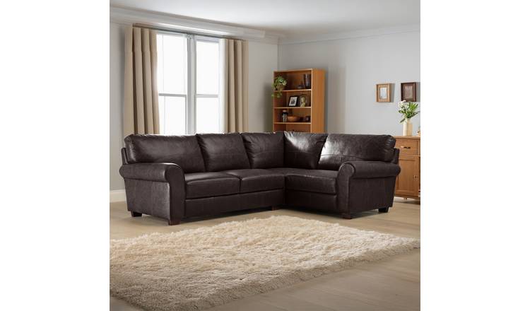 Argos Home Salisbury Leather RH Corner Sofa - Chocolate