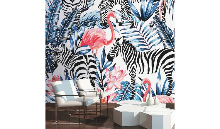 Origin Murals Zemingo Cobalt and Coral Wall Mural