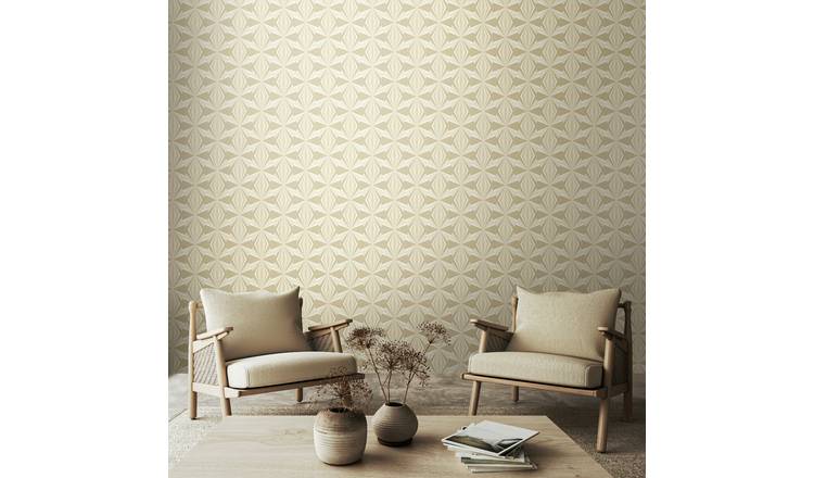 Hoopla Walls Sunray Diamond Beige Wallpaper