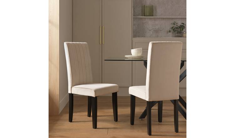 Argos Home Blake Pair of Velvet Dining Chairs - Cream