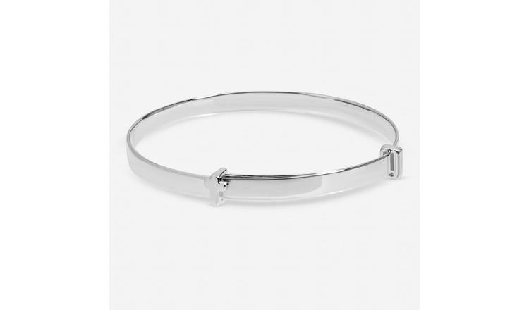 Inicio Silver Plated Christening Cross Bangle In Gift Pouch