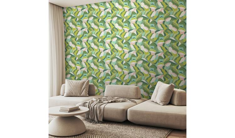 Hoopla Walls Leafy Patchwork Forest Green Wallpaper