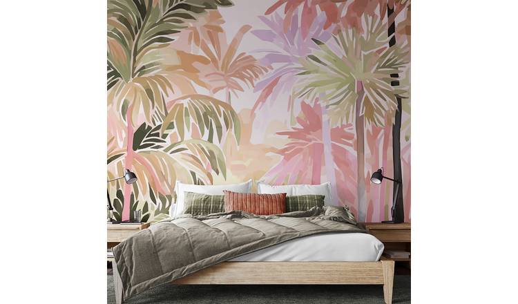 Origin Murals Pretty Palms Natural Blush Wall Mural