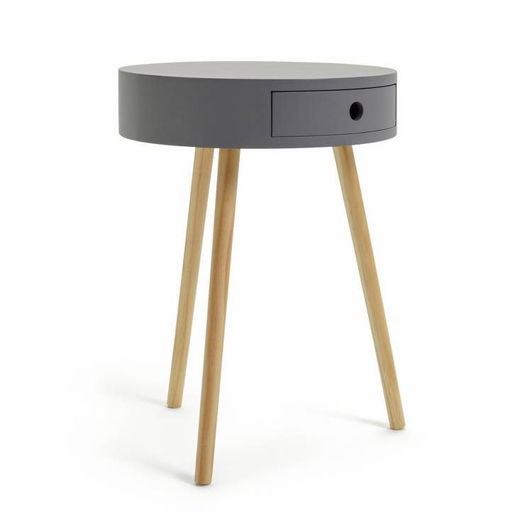 Habitat Otto 1 Drawer Round Bedside Table - Grey 0