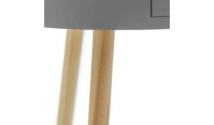 Habitat Otto 1 Drawer Round Bedside Table - Grey