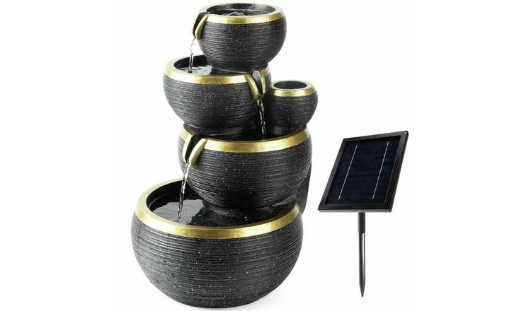 Streetwize Garden Solar Water Feature - Black And Gold