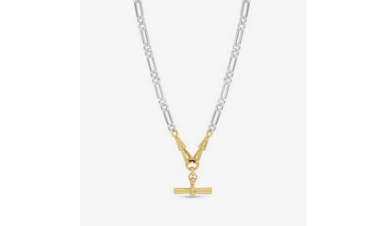 Inicio Duotone T-Bar Pendant Necklace In Gift Pouch