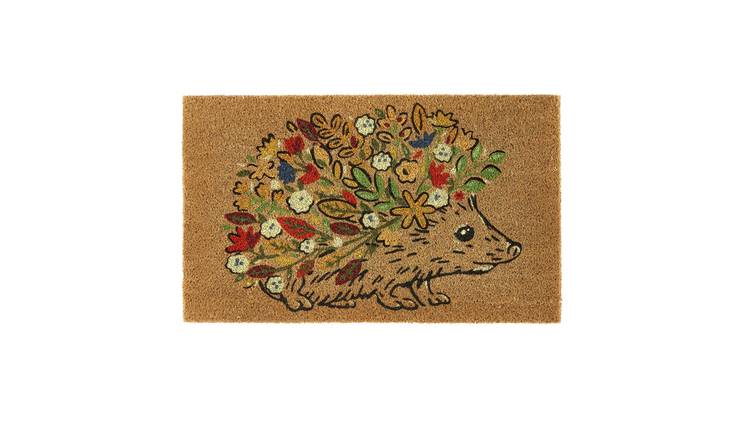 My Mat Coir Floral Hedgehog Brown Doormat - 45x75cm